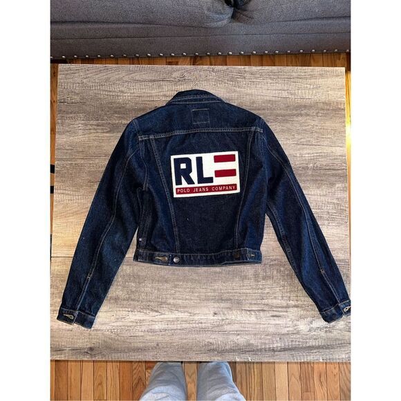 Ralph Lauren Polo Jeans Y2k Denim Cropped Jean Jacket Patch Small - Picture 1 of 7